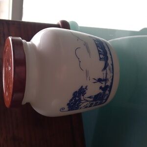 Vintage Milk Glass Mini Mustard Jar.